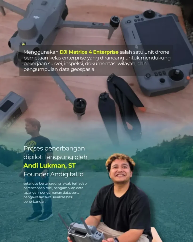 DJI Matrice 4 Enterprise yang digunakan Andigital untuk pemetaan dengan metode PPK